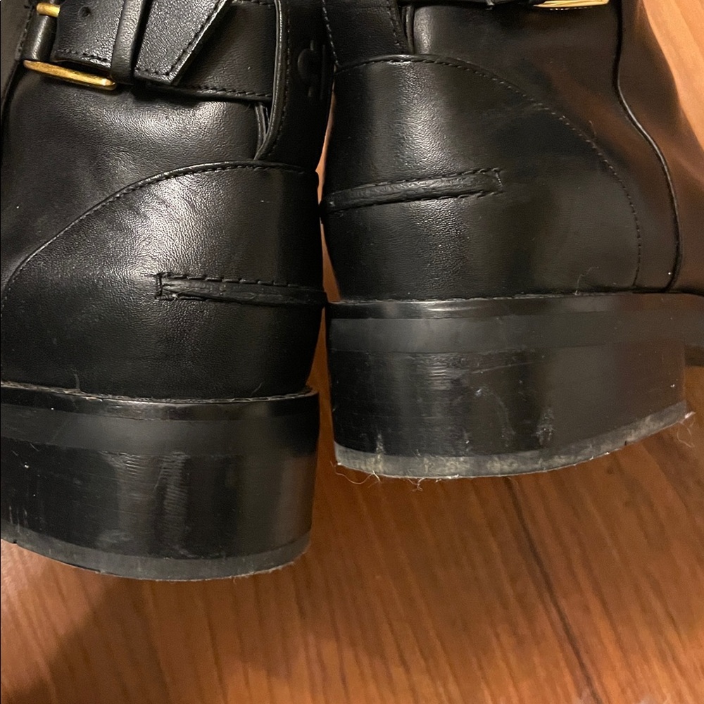 Cole Haan Black Leather Ankle Boots with Gold Buckle Detail - Picture 9 of 9